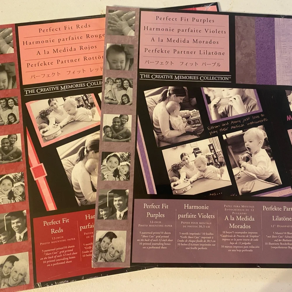 Creative Memories Perfect Fit Scrapbook‎ Paper - Red and Purple